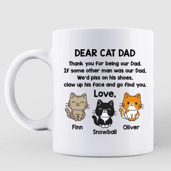 Dear Cat Dad Cute Sitting Cat Personalized Coffee Mug
