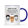 Dear Cat Dad Watercolor Cute Cats Father's Day Gift For Cat Dad Personalized Mug