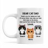 Dear Cat Dad Watercolor Cute Cats Father's Day Gift For Cat Dad Personalized Mug