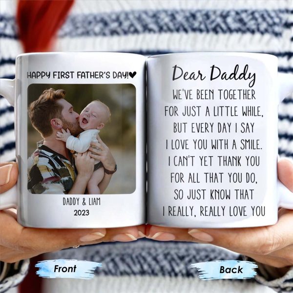 Dear Daddy, We've been together for just a little while, Photo and Heart - Personalized Custom Coffee Mug - DAD043_MG