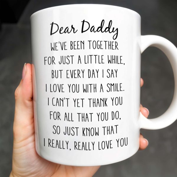 Dear Daddy, We've been together for just a little while, Photo and Heart - Personalized Custom Coffee Mug - DAD043_MG
