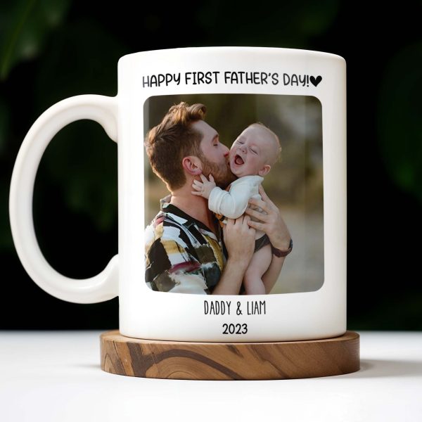 Dear Daddy, We've been together for just a little while, Photo and Heart - Personalized Custom Coffee Mug - DAD043_MG