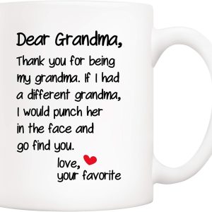 Dear Grandma Thanks for Being Funny Coffee Mug, Gift for Grandma from Grandson Granddaughter, Birthday Mother's Day Gift