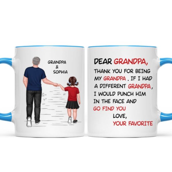 Dear Grandpa Thanks For Being My Grandpa Personalized Mug, Father's Day Gift For Grandpa