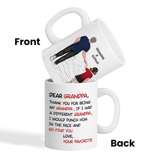 Dear Grandpa Thanks For Being My Grandpa Personalized Mug, Father's Day Gift For Grandpa