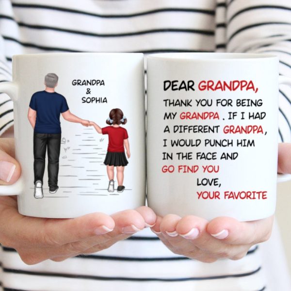 Dear Grandpa Thanks For Being My Grandpa Personalized Mug, Father's Day Gift For Grandpa