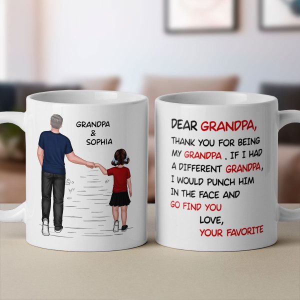 Dear Grandpa Thanks For Being My Grandpa Personalized Mug, Father's Day Gift For Grandpa