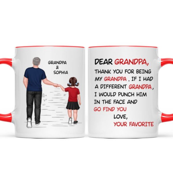 Dear Grandpa Thanks For Being My Grandpa Personalized Mug, Father's Day Gift For Grandpa
