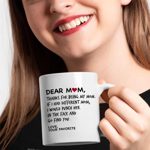 Dear Mom Coffee Mug Funny Gift for Mom from Daughter Son Kids Husband, Mothers Day Birthday Gift for Mom