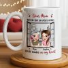 Dear Mom Side By Side Or Miles Apart Cityscape And Hearts Design - Personalized Custom Coffee Mug - MOM135_MG