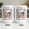 Dear Mom Side By Side Or Miles Apart Cityscape And Hearts Design - Personalized Custom Coffee Mug - MOM135_MG