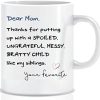 Dear Mom Thanks For Putting Up With My Siblings Funny Coffee Mug, Gift for Mom from Daughter Son Kids, Birthday Gift