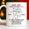 Dear Wife Thanks For Being My Wife, Stick Figures And Hearts - Personalized Custom Coffee Mug - WIF059_MG