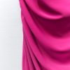 Deeppink Draped Neck Thin Double Straps Midi Dress