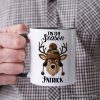 Deer Head Camo Hat Christmas Personalized Mug, Imitation Latch Hook Yarn Cozy Hunting Season Gift with Custom Name