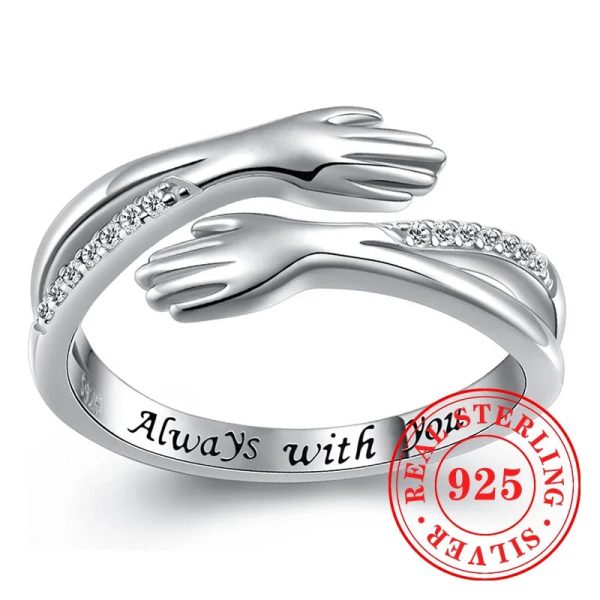 Delicate Adjustable 925 Sterling Silver Ring with Cubic Zirconia