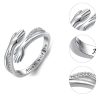 Delicate Adjustable 925 Sterling Silver Ring with Cubic Zirconia