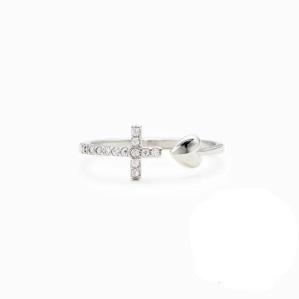 Delicate Adjustable 925 Sterling Silver Ring with Cubic Zirconia
