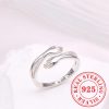 Delicate Adjustable 925 Sterling Silver Ring with Cubic Zirconia