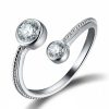 Delicate Adjustable 925 Sterling Silver Ring with Cubic Zirconia