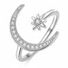 Delicate Adjustable 925 Sterling Silver Ring with Cubic Zirconia