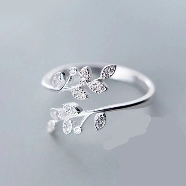 Delicate Adjustable 925 Sterling Silver Ring with Cubic Zirconia