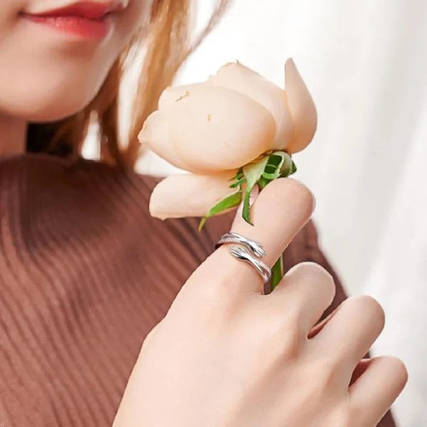 Delicate Adjustable 925 Sterling Silver Ring with Cubic Zirconia