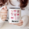 Dental Squad Coquette Personalized Mug, Pink Teeth Dentist Life Bow Gift with Custom Name