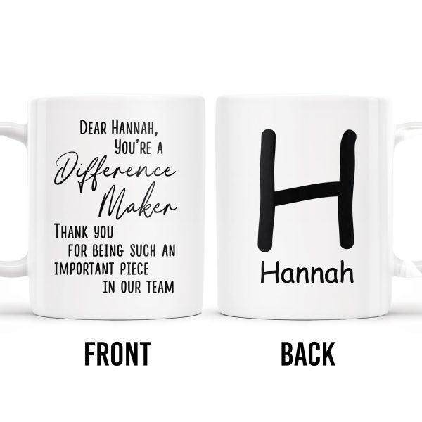 Difference Maker Appreciation Mug With Monogram - Personalized Custom Coffee Mug - COL085_MG
