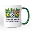 Dink The Halls with Pickle Balls Personalized Mug, Funny Christmas Gift with Custom Name
