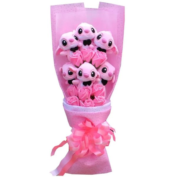 Disney Plush Flower Bouquet Mickey Minnie Stitch Doll