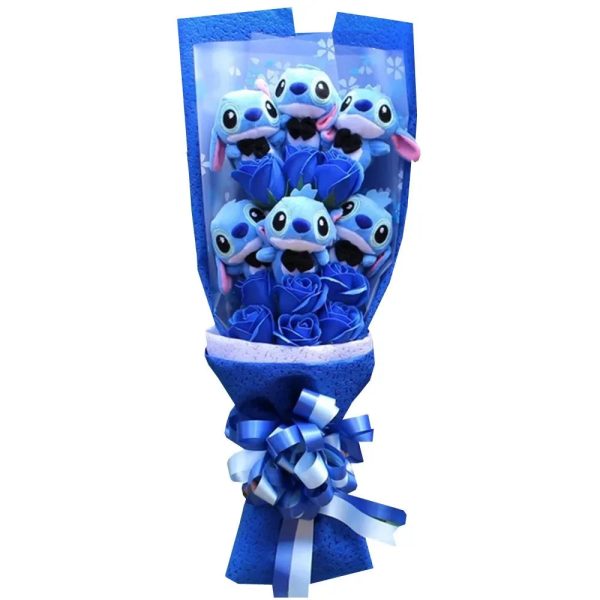 Disney Plush Flower Bouquet Mickey Minnie Stitch Doll