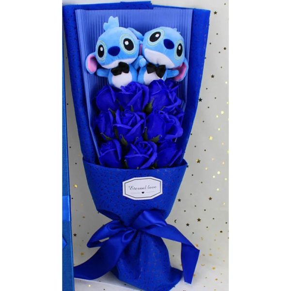 Disney Plush Flower Bouquet Mickey Minnie Stitch Doll