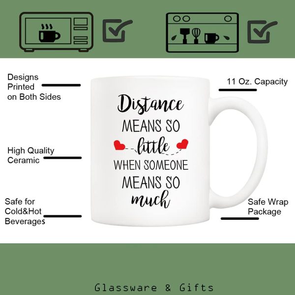 Distance Means So Little When Someone Means So Much Coffee Mug, Gift for Long Distance Couple Friend Family, Birthday Gift