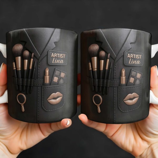 Dive Into The Art World, Makeup Brushes, Lipstick and Eye Shadow Palette - Personalized Custom Coffee Mug - FAM341_MG