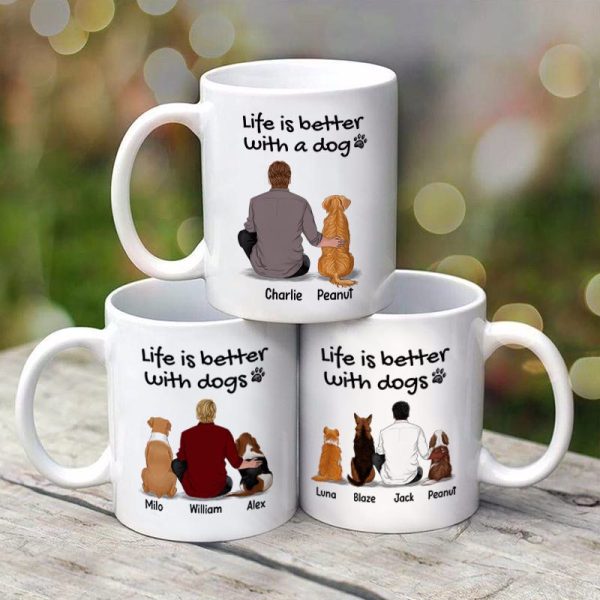 Dog Dad Back View Life Is Better With A Dog Father's Day Gift Personalized Mug