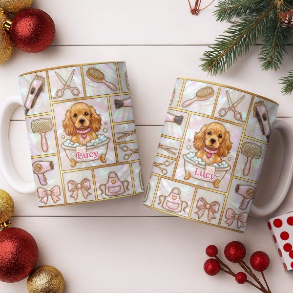 Dog Groomer, Cute Puppy In Bathtub With Scissors - Personalized Custom Coffee Mug - JBS126_MG