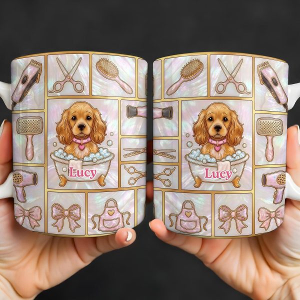 Dog Groomer, Cute Puppy In Bathtub With Scissors - Personalized Custom Coffee Mug - JBS126_MG