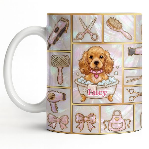 Dog Groomer, Cute Puppy In Bathtub With Scissors - Personalized Custom Coffee Mug - JBS126_MG