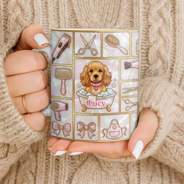 Dog Groomer, Cute Puppy In Bathtub With Scissors - Personalized Custom Coffee Mug - JBS126_MG