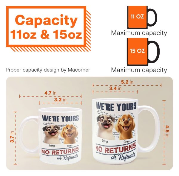Dog Lovers' Personalized Mug No Returns Design, Gift for Couples
