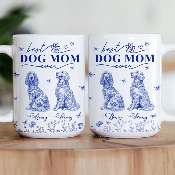Dog Mom Custom Gift Chinoiserie Toile De Jouy Style - Personalized Mug