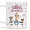Dog Mom, Paw Prints and Cartoon Dogs - Personalized Custom Coffee Mug - DOG027_MG