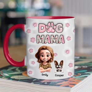 Dog Mom With Cherry - Personalized Custom 3D Inflated Effect Accent Mug - Gift For Her, Pet Lover | CLP16.V3 HH01