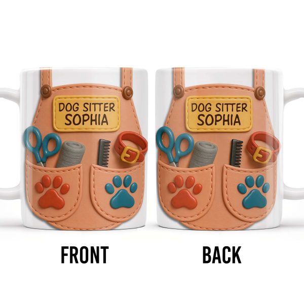 Dog Sitter Customizable Name With Paw Prints And Pet Care Essentials - Personalized Custom Coffee Mug - JBS014_MG