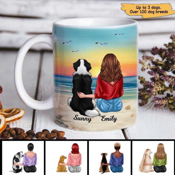 Dogs Sitting At The Beach Personalized Mug