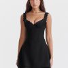 Doily Strap Cupped V-neck Mini Dress
