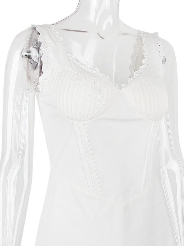 Doily Strap Cupped V-neck Mini Dress