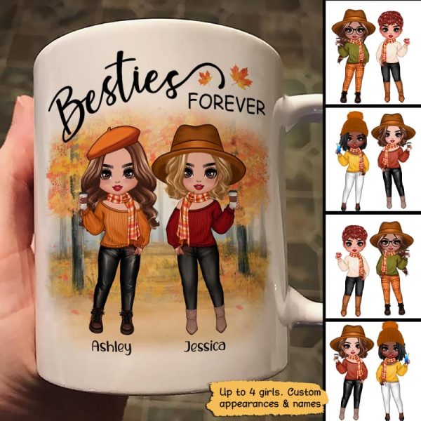 Doll Best Friends Besties Standing Fall Season Personalized Mug (11oz)