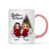 Doll Besties Best Friends Sitting Beside Christmas Tree Personalized Mug